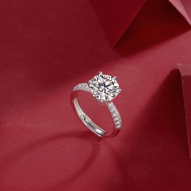 Elegant Six Claw 0.5ct 1ct 2ct 3ct D Color Moissanite Ring For Women S925 Sterling Silver Jewelry Real Certified Engagement Wedding Gift Lover