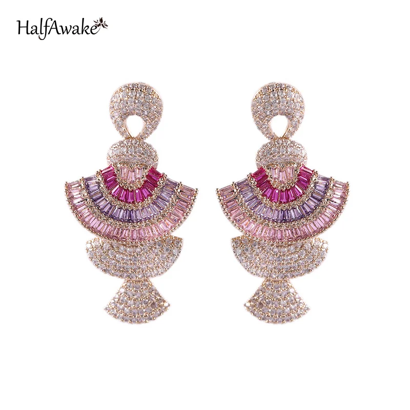 Women's Delicate Colorful Cubic Zirconia Tassel Earrings S925 Sterling Silver Fashionable Piercing Jewelry Gift for Anniversary