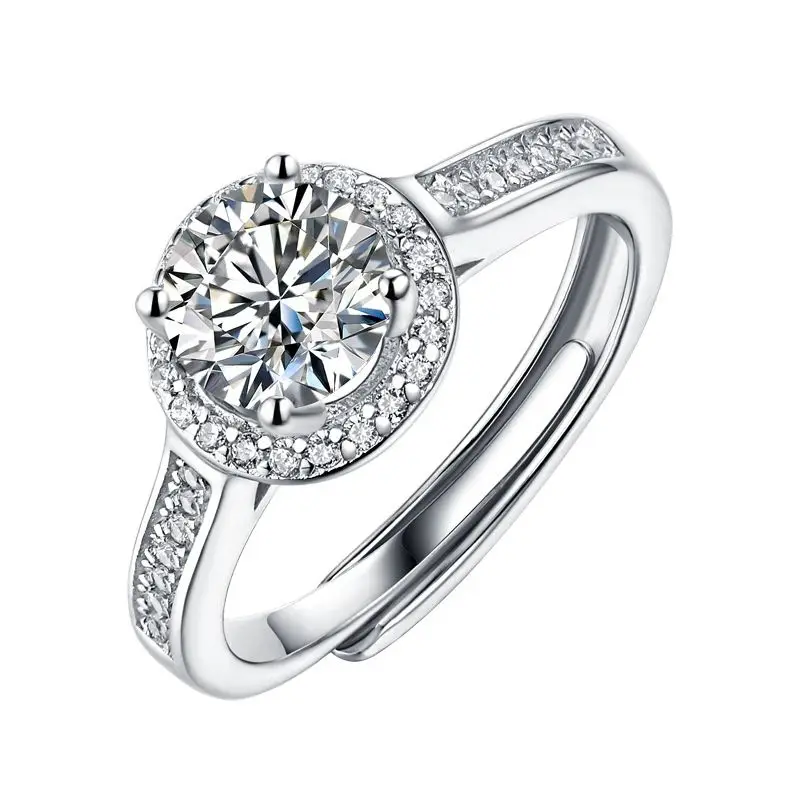 Sparkling 3ct D Color Halo Round Cut Moissanite Ring For Women S925 Sterling Silver Jewelry Real Certified Anniversary Gift Girl