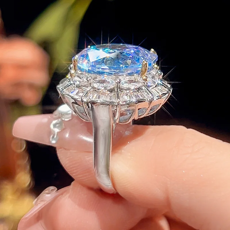 Rose Cut 16-10mm High Quality Zircon Gradient White Gold Plated Elegant Jewelry Set Bridal Wedding Fashion