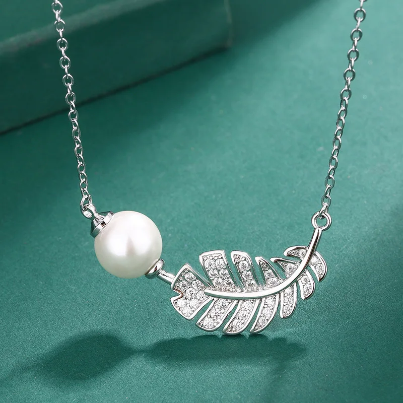 Beautiful Jewelry Pearl Pendant S925 Silver Needle Feather Pearl Earri