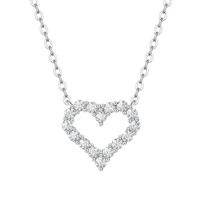12.8ct Moissanite Heart Pendant Necklace 45cm Real Silver Chain 925 Fo