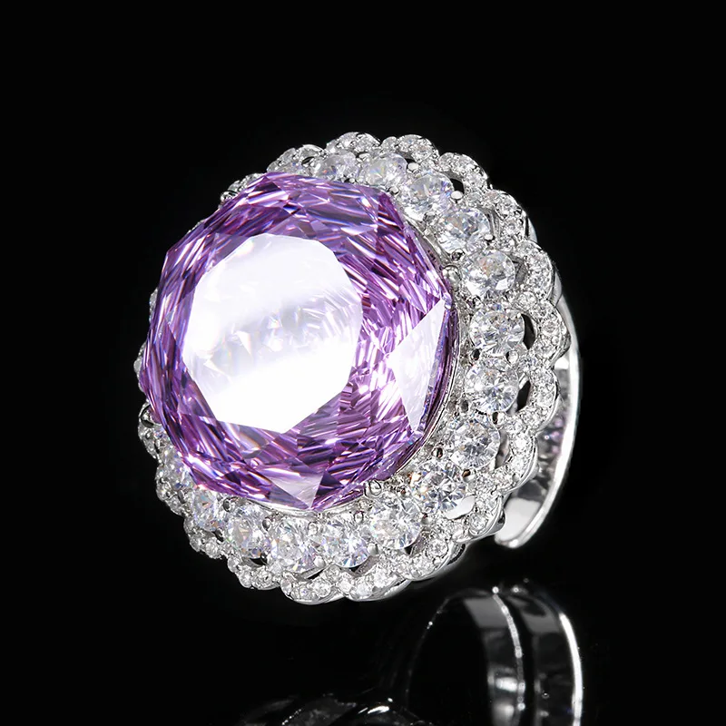 Rose Cut 18mm High Quality Zircon White Gold Plated Copper Alloy Luxury Jewelry Set Wedding Anniversary Gift Fashion Trendy