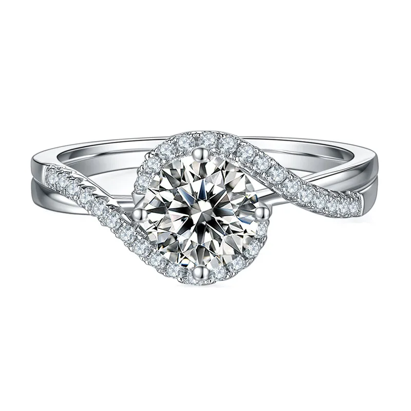 Elegant 1ct D Color Moissanite Twist Arm Ring For Women Luxury S925 Silver Jewelry Certified Engagement Wedding Girlfriend Wife
