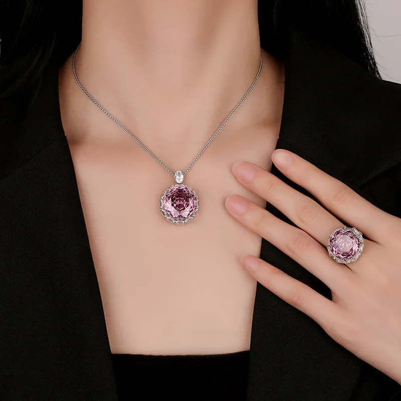 Rose Cut 18-16mm High Quality Zircon Para Green White Gold Plated Elegant Jewelry Set Bridal Wedding Trendy