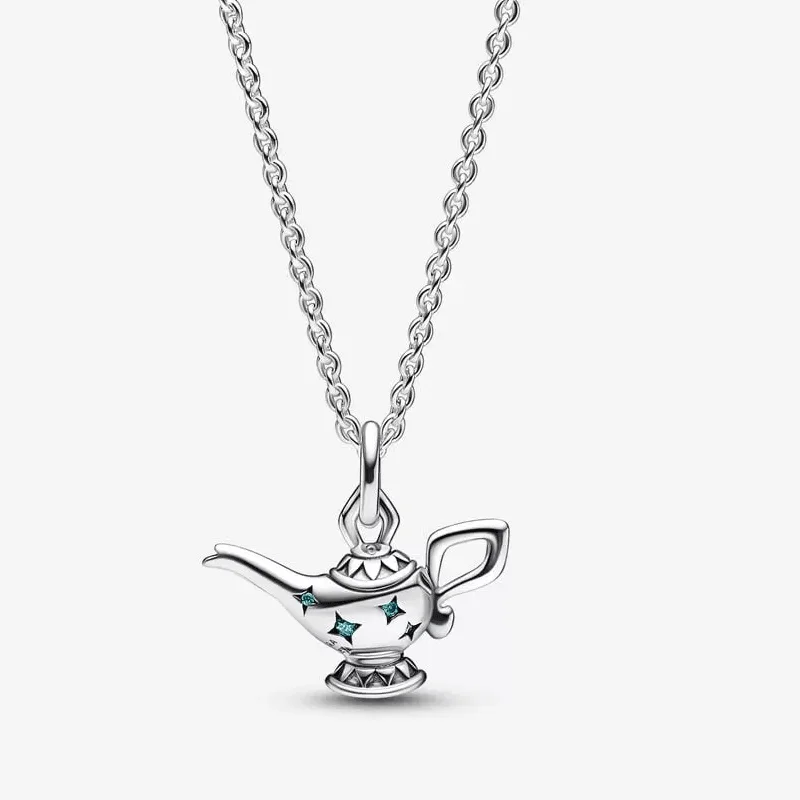 Silver 925 Shine Snowflake Rectangular Herbarium Cluster Drop Shooting Star Pavé Pendant Necklace For Women Free Shipping