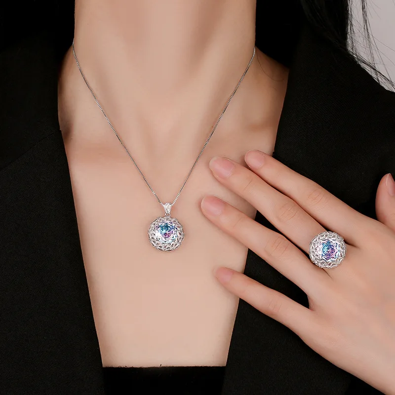 Millennium Cut 12mm High Quality Zircon Gradient White Gold Plated Elegant Jewelry Set Bridal Party Gift Best Selling