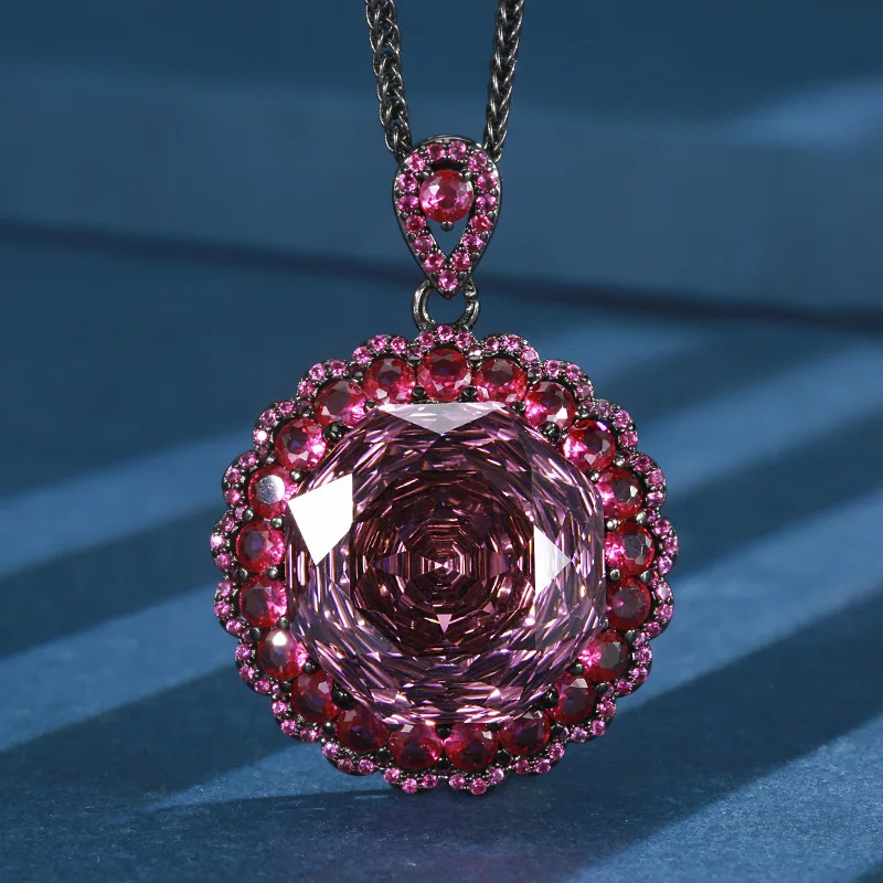 Rose Cut 18mm High Quality Zircon Round White Gold Plated Luxury Jewelry Set Wedding Anniversary Fashion