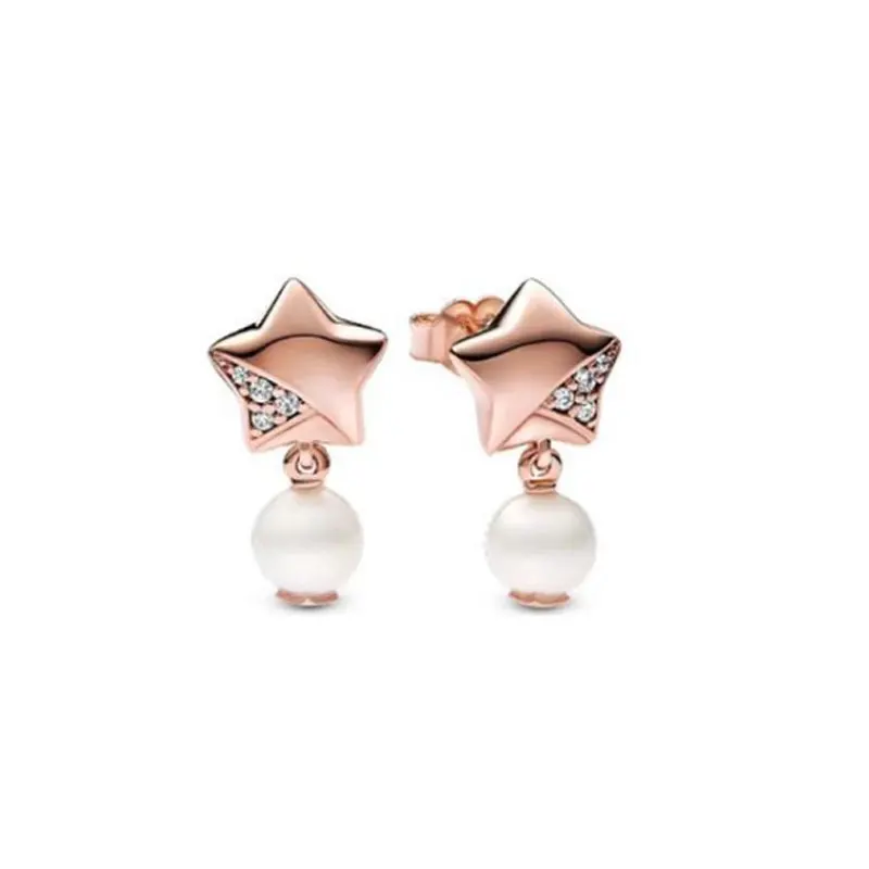 Charm S925 Silver Pear Stud Earrings Circular Zircon Love Pumpkin Car Five pointed Star Women Triple Stone Heart Jewelry Gift