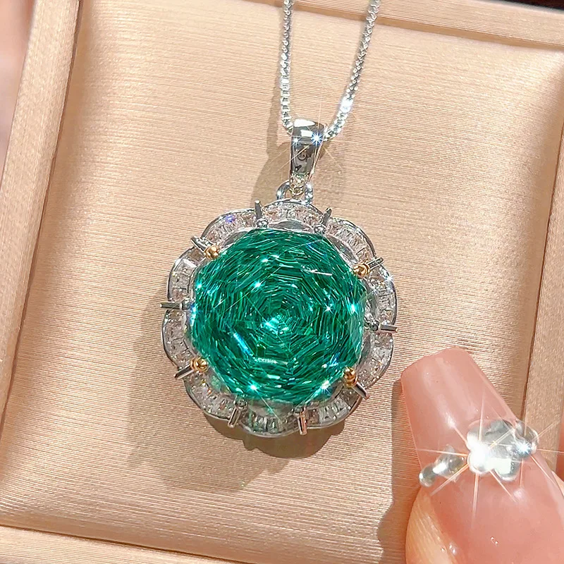 Rose Cut 16-10mm High Quality Zircon Para Green White Gold Plated Elegant Luxury Jewelry Set Bridal Wedding Trendy Statement