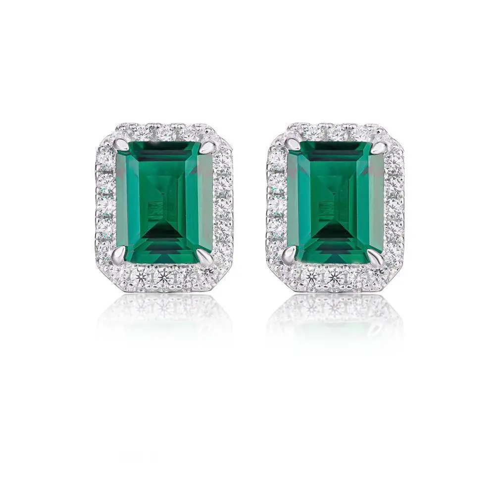 2024 New 3 Carat Emerald Earrings Necklace Set For Women Noble Luxury High Carbon Full Diamond Mother's Day Gift Wedding Banquet