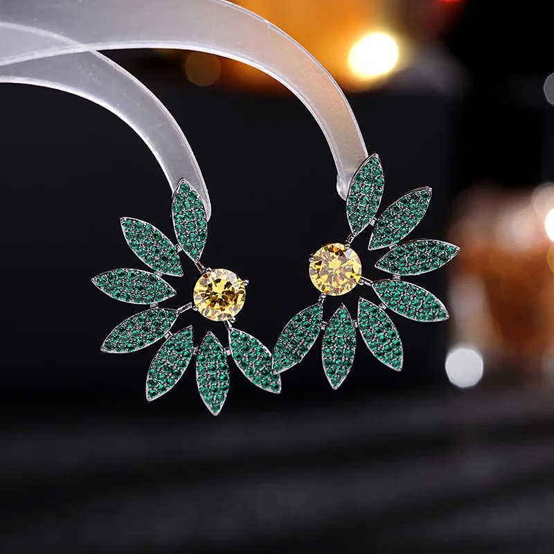 Micro Zircon Inlaid Colorful Flower Butterfly Earrings For Women Female Real Ag Needle Retro Hqd Jewelry New Trend Gift