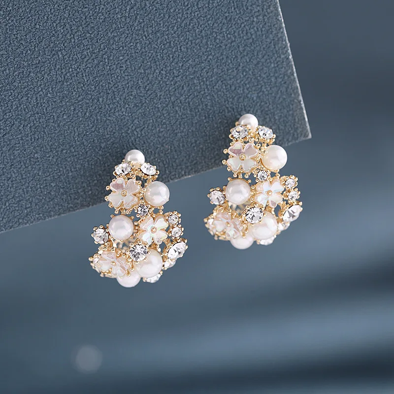 925 Sterling Silver White Gold Plated Pearl Stud Earrings for Women Luxury Needle Design Engagement Wedding Jewelry for Girls