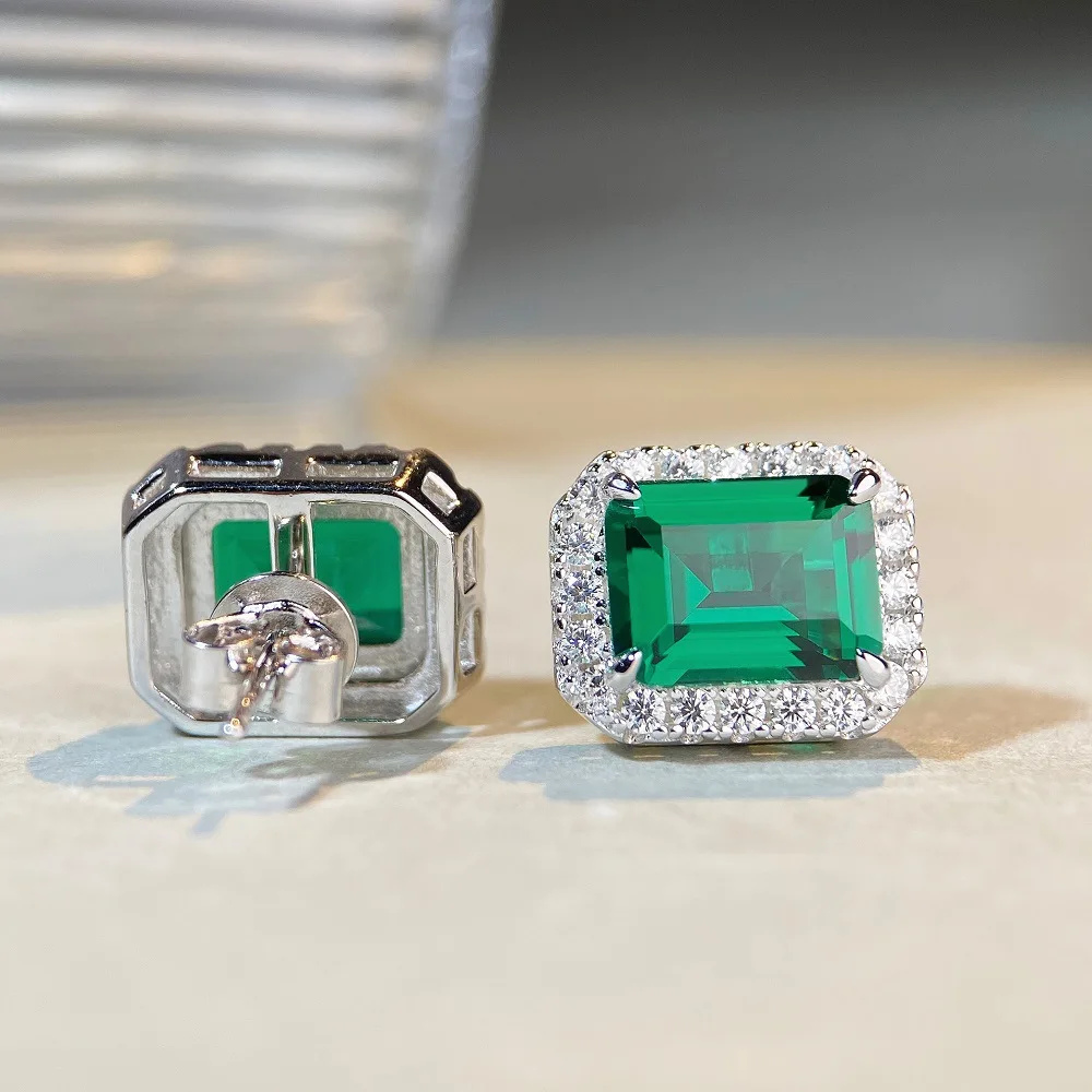 2024 New 3 Carat Emerald Earrings Necklace Set For Women Noble Luxury High Carbon Full Diamond Mother's Day Gift Wedding Banquet