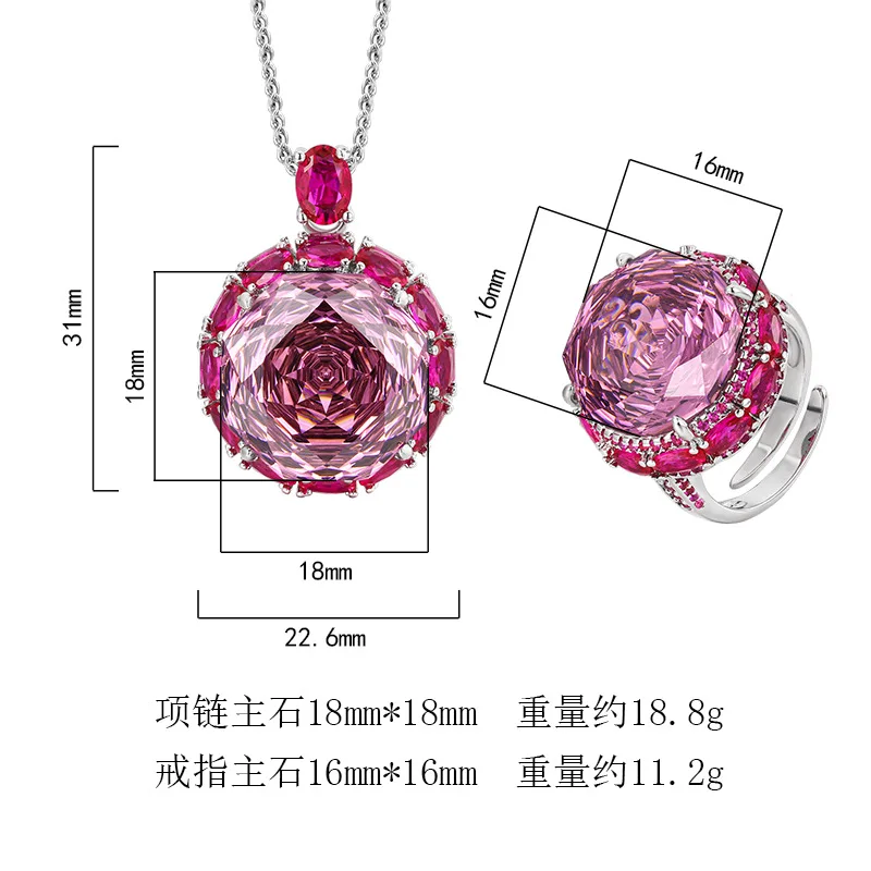 Rose Cut 18-16mm High Quality Zircon Dried Rose White Gold Plated Jewelry Set Best Seller Party Fashion