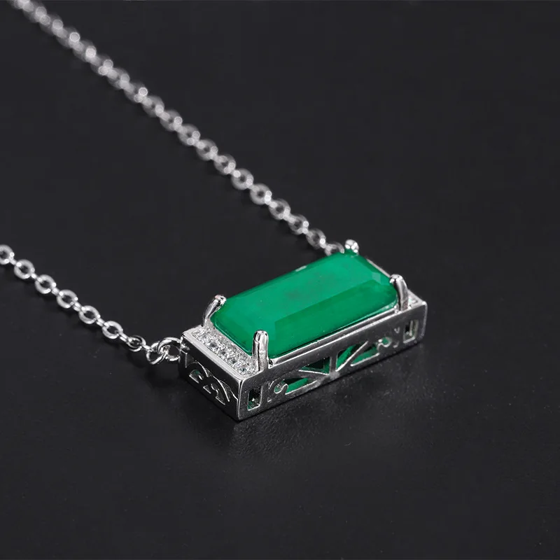 Paraiba Pendant Earrings Zircon Necklace Emerald Chain Gemstone Jewelry Set For Women Charm Luxury Elegance Banquet Party Gift