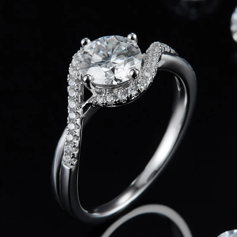 Elegant 1ct D Color Moissanite Twist Arm Ring For Women Luxury S925 Silver Jewelry Certified Engagement Wedding Girlfriend Wife