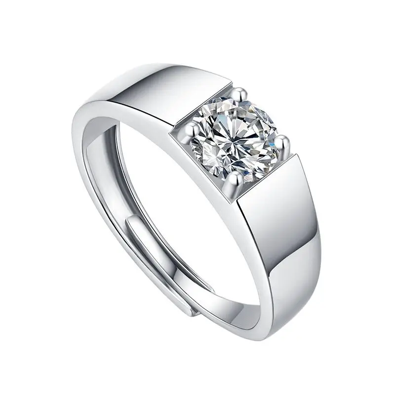 1ct Moissanite 925 Silver Original Certified Jewelry Resizable Dating Men's Finger-ring Free Shipping Hip Pop Luxury Accessories