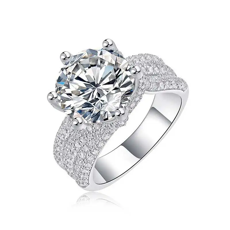 Classic Six Claw 5ct D Color Moissanite Sterling Silver 925 Couple Rings For Women Luxury Jewelry Accessories Engagement Wedding