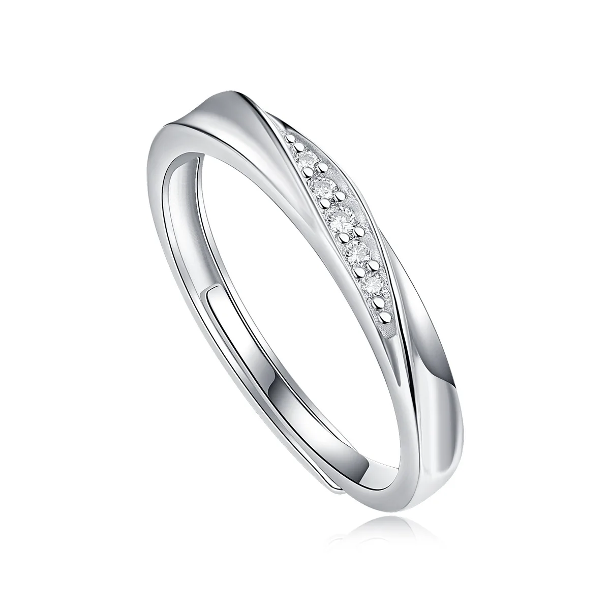 Adjustable 925 Sterling Silver Twist Arm Cross D Color Moissanite Wedding Ring Set For Couple Women Men Engagement Popular