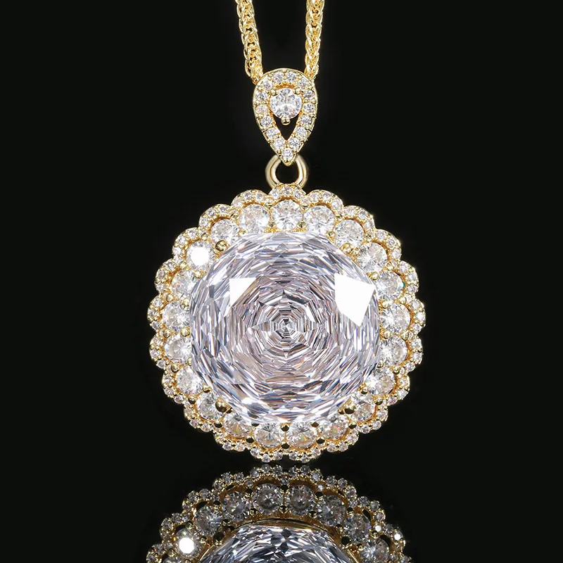 Rose Cut 18mm High Quality Zircon Gold Tone White Gold Plated Luxury Jewelry Set Fashion Statement