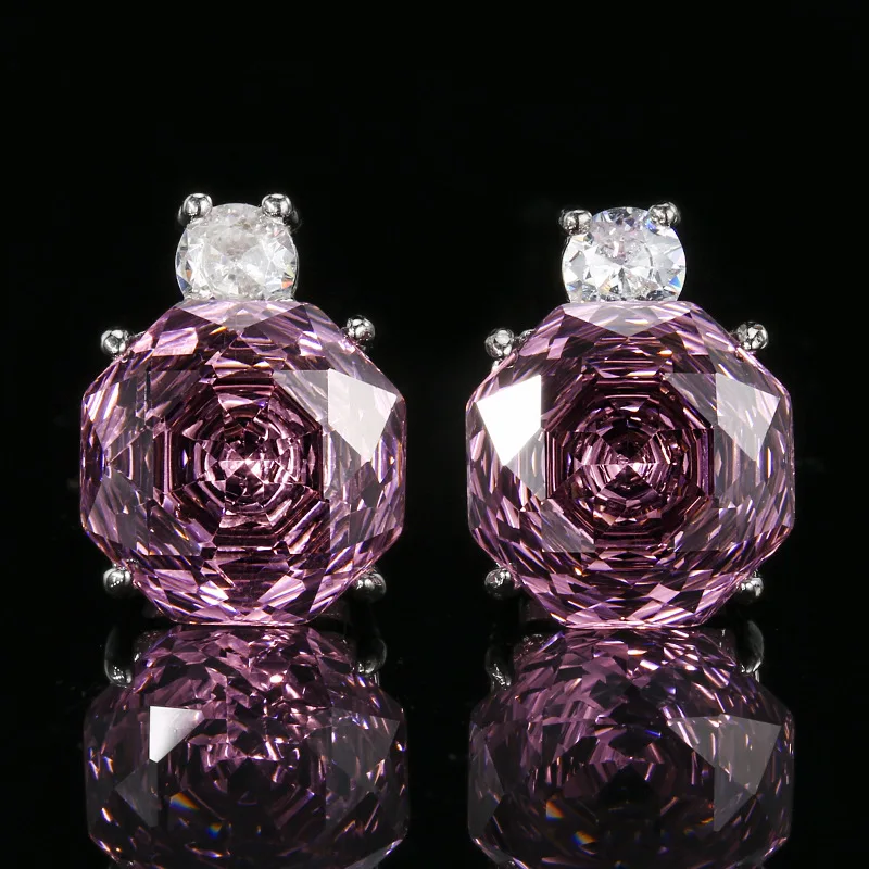 Rose Cut 14-12mm High Quality Zircon Dried Rose White Gold Plated Simple Jewelry Set Casual Fashion Trendy