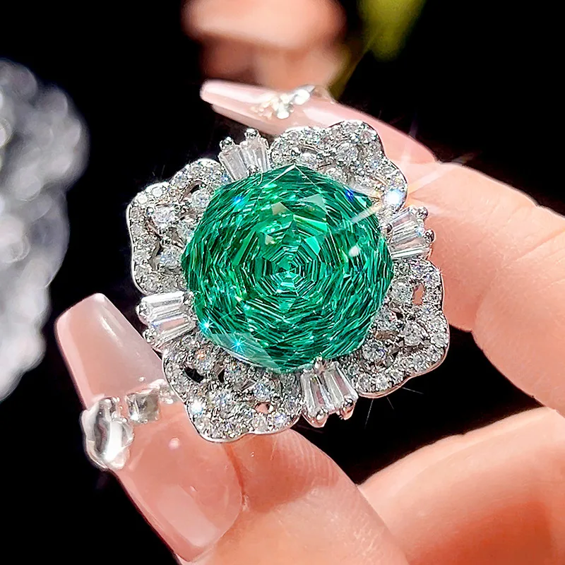 Millennium Cut 16-10mm High Quality Zircon Para Green White Gold Plated Elegant Jewelry Set Retro Trendy