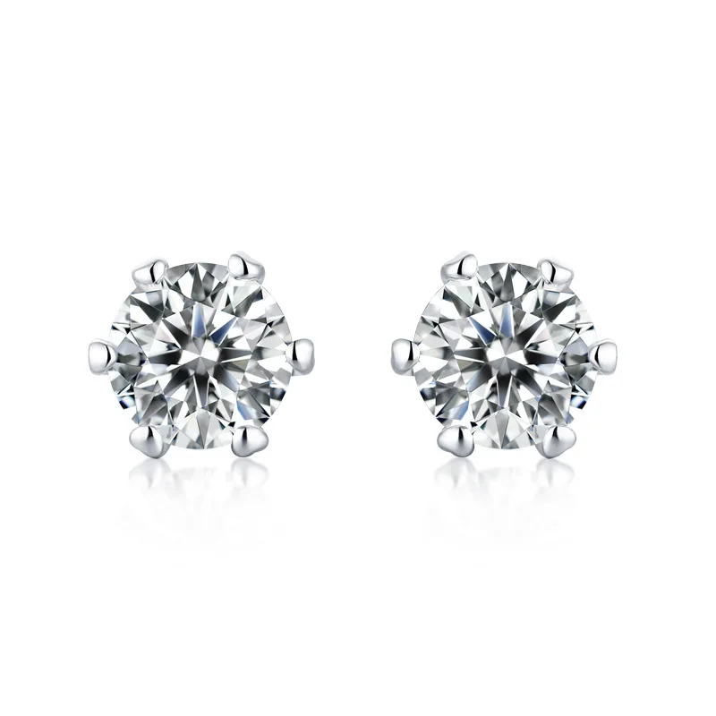 Classic Six Claw 1ct D Color Moissanite Earrings For Women Piercing S925 Sterling Silver Engagement Wedding Jewelry Accessories