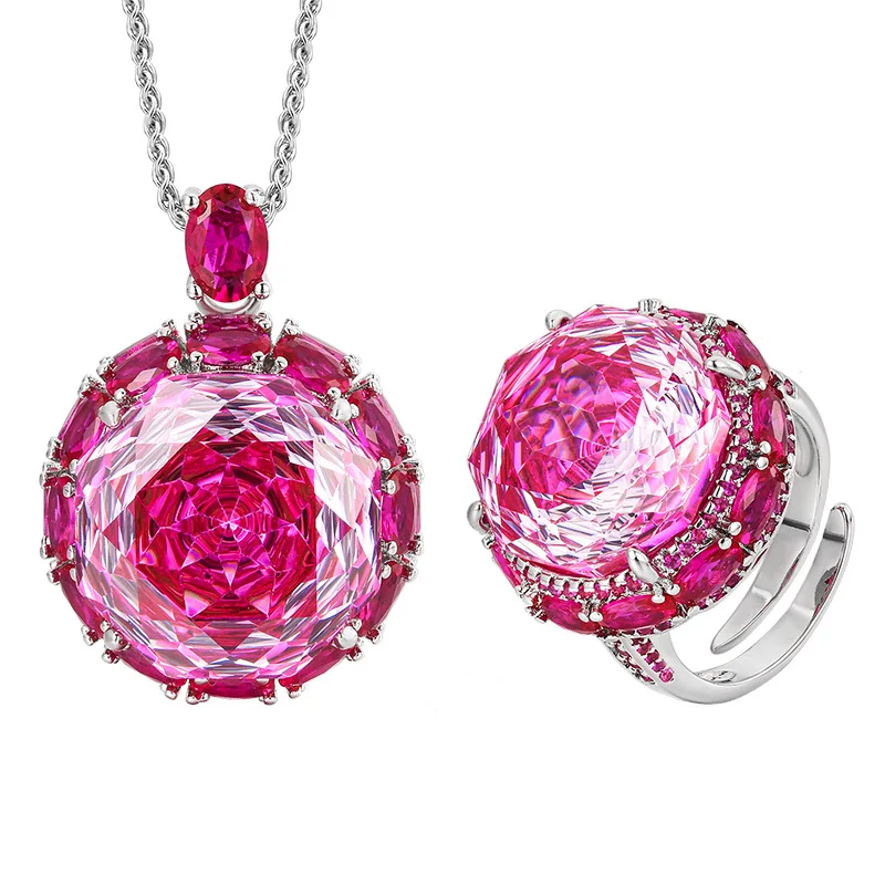 Rose Cut 18-16mm High Quality Zircon Para Green White Gold Plated Luxury Jewelry Set Hot Trendy Statement