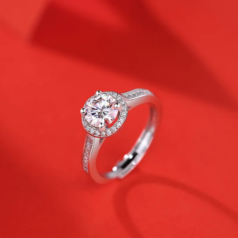 Sparkling 3ct D Color Halo Round Cut Moissanite Ring For Women S925 Sterling Silver Jewelry Real Certified Anniversary Gift Girl