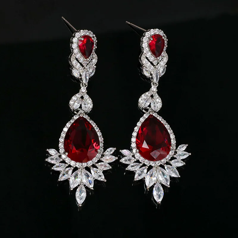 Flash White Ear Stud Retro High End Zircon New Wedding Necklace Set Versatile Banquet Accessories Sparkle
