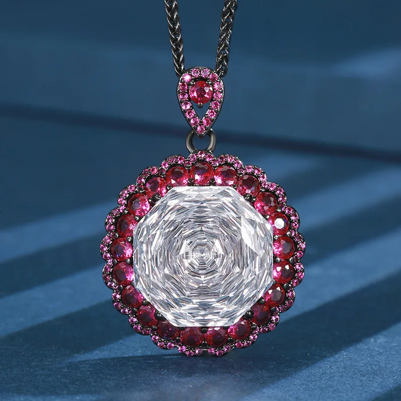 Rose Cut 18mm High Quality Zircon Round White Gold Plated Luxury Jewelry Set Wedding Anniversary Fashion