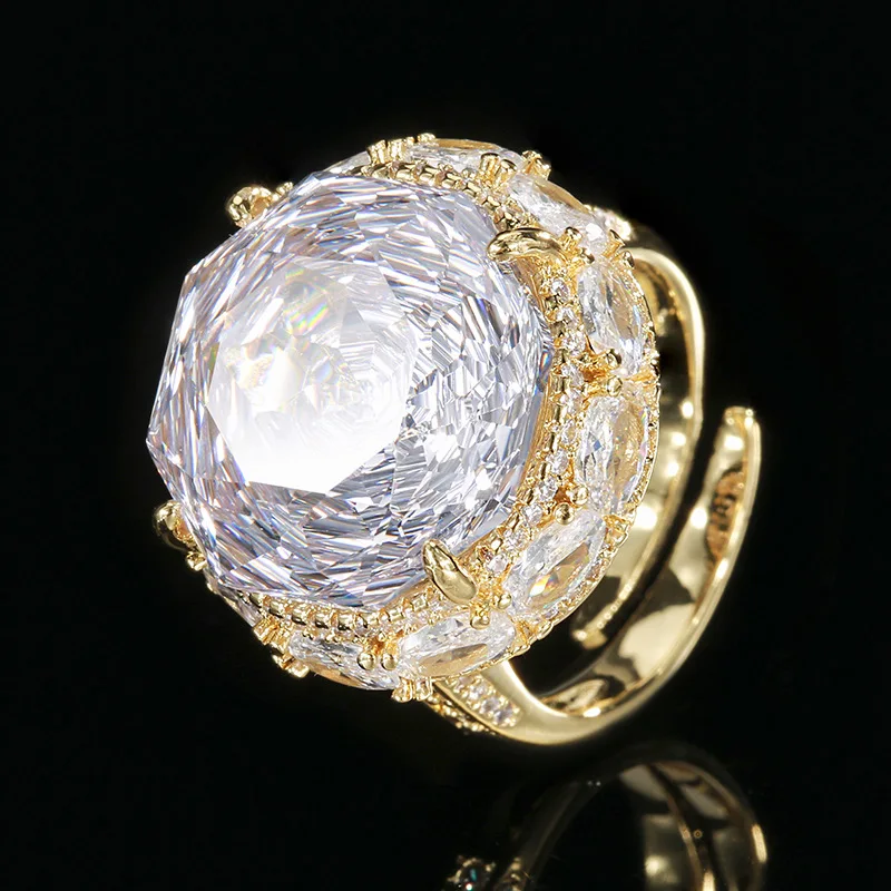 Rose Cut 18-16mm High Quality Zircon Gold Tone White Gold Plated Luxury Jewelry Set Daily Gift Trendy Elegant