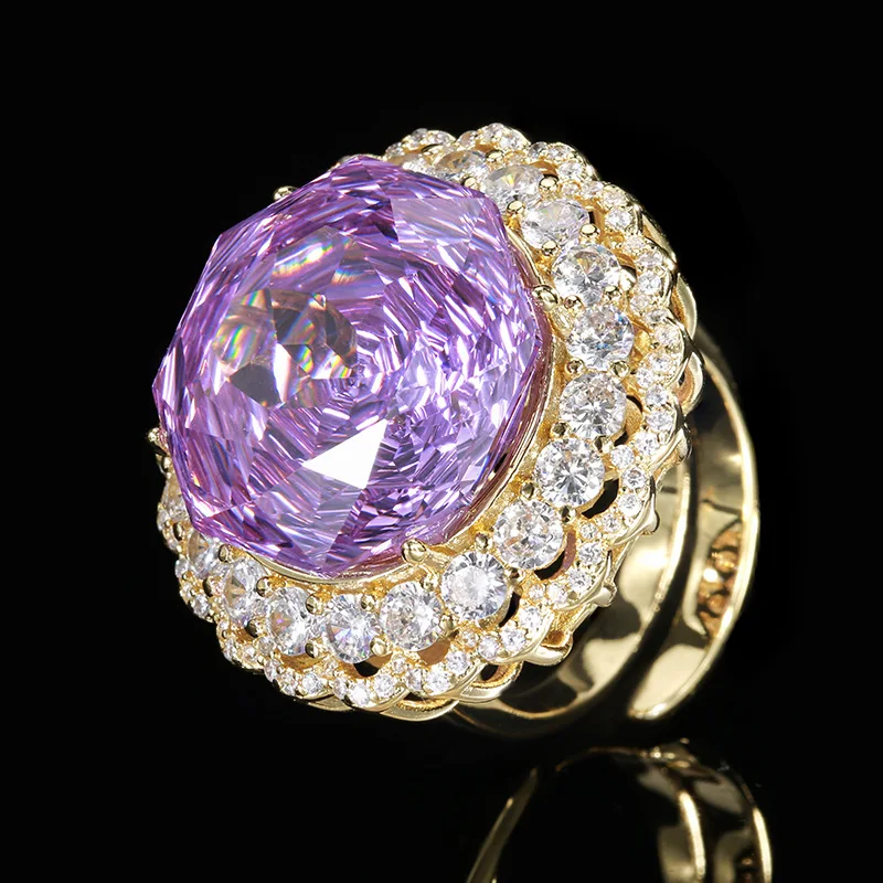 Rose Cut 18mm High Quality Zircon Gold Tone White Gold Plated Luxury Jewelry Set Fashion Statement