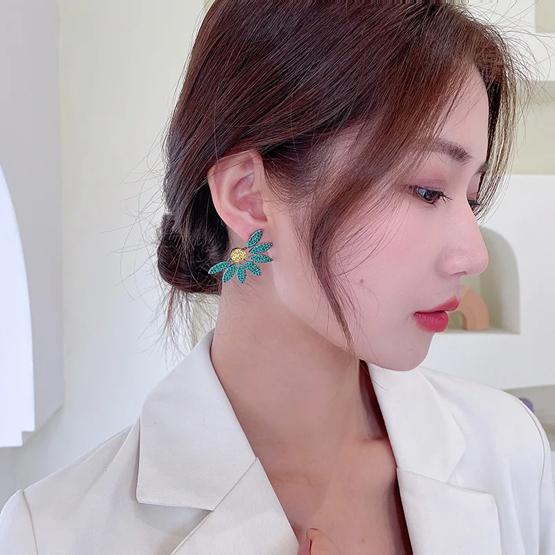 Micro Zircon Inlaid Colorful Flower Butterfly Earrings For Women Female Real Ag Needle Retro Hqd Jewelry New Trend Gift