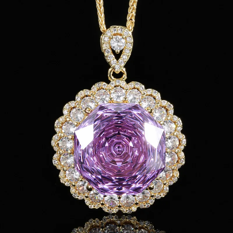 Rose Cut 18mm High Quality Zircon Gold Tone White Gold Plated Luxury Jewelry Set Fashion Statement