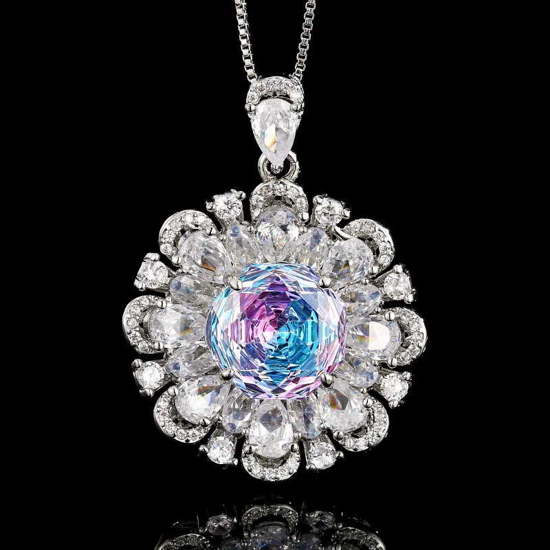 Millennium Cut 12-10mm High Quality Zircon Gradient White Gold Plated Flower Jewelry Set Bridal Wedding Trendy