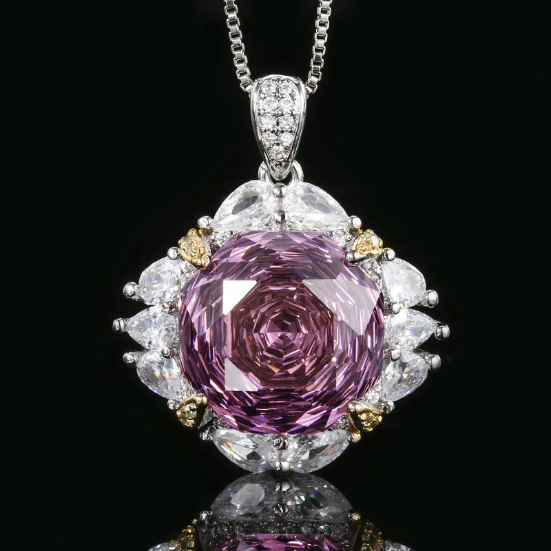 Rose Cut 14mm High Quality Zircon White Gold Plated Luxury Jewelry Set Stackable Wedding Anniversary Trendy