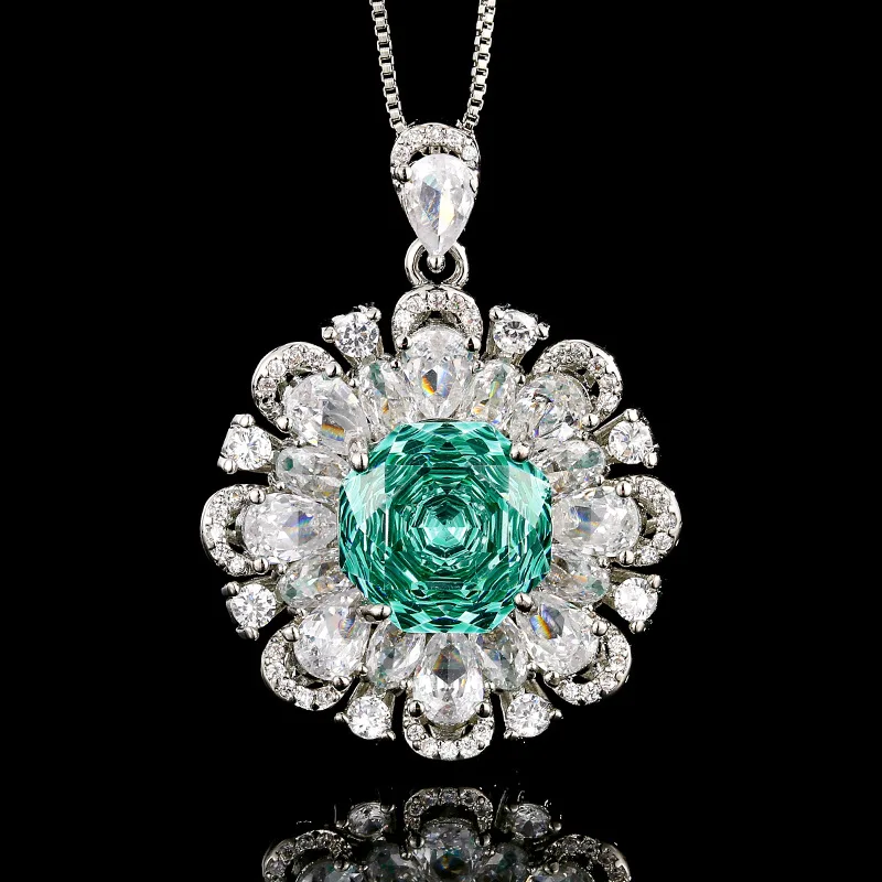 Millennium Cut 12-10mm High Quality Zircon Para Green White Gold Plated Flower Jewelry Set Retro Trendy