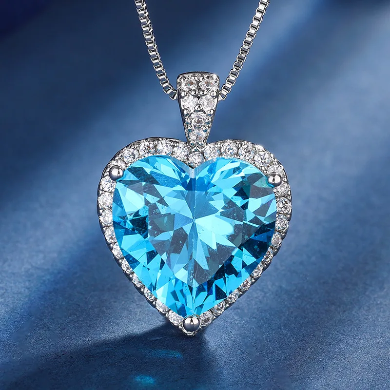 gold-plated Sweet Heart Pendant Necklace Earrings Set Emerald Palaiba Gemstone Luxury Jewelry For Women 15*15-9*9 Charm Zricon