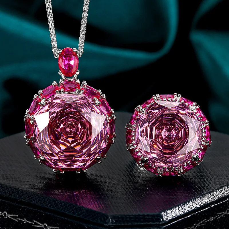 Rose Cut 18-16mm High Quality Zircon Dried Rose White Gold Plated Jewelry Set Best Seller Party Fashion