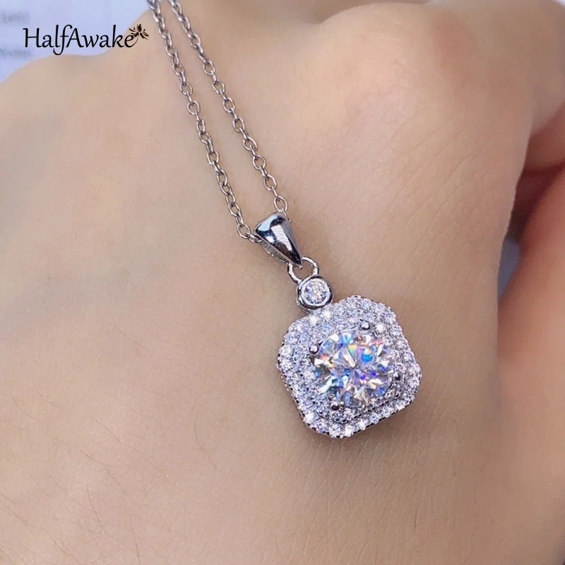 Delicate Halo Square Heart Cubic Zirconia Pendant Necklace For Women Popular Adjustable Chain Anniversary Gift Girlfriend