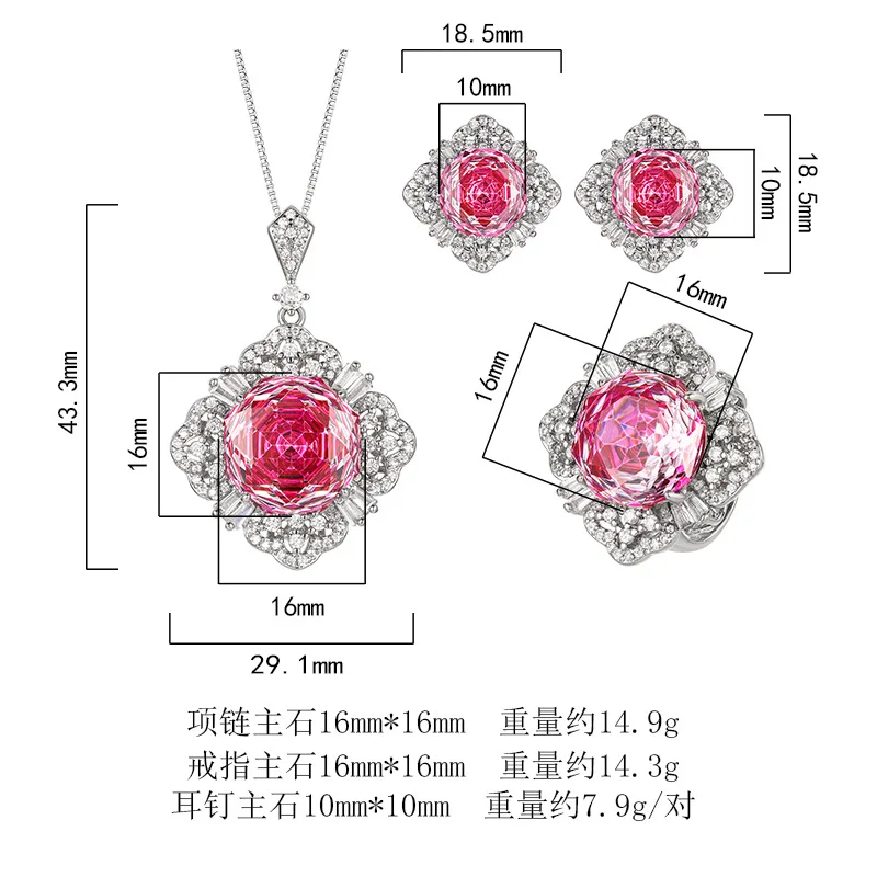 Millennium Cut 16-10mm High Quality Zircon Dragon Fruit White Gold Plated Elegant Jewelry Set Party Trendy