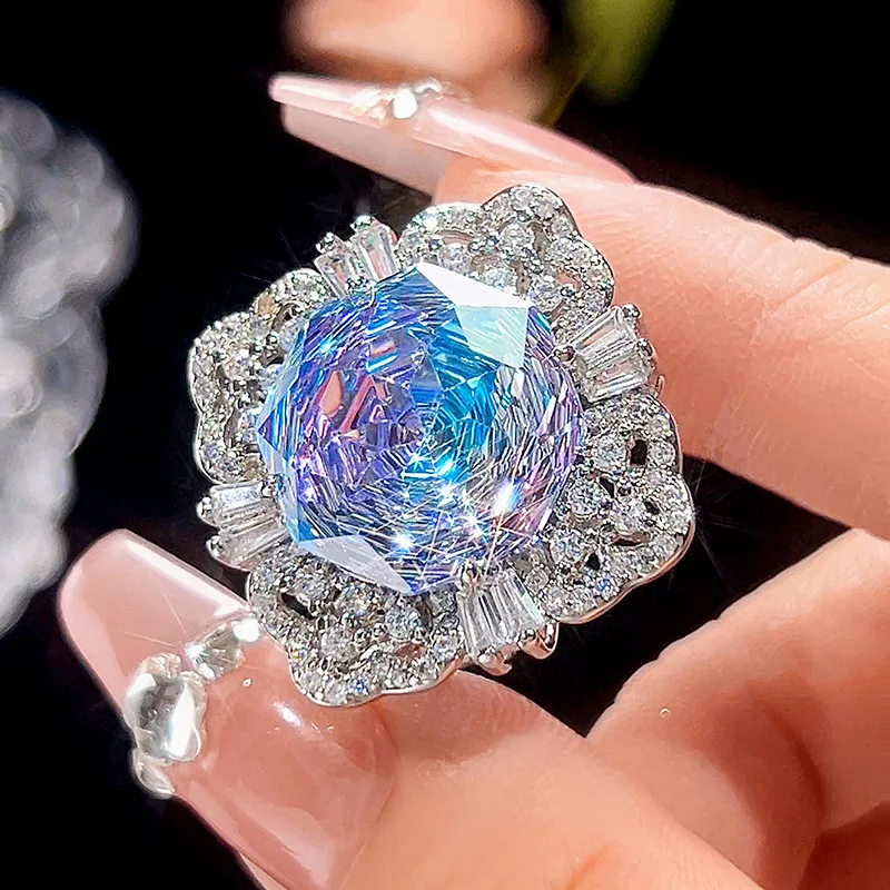 Millennium Cut 16-10mm High Quality Zircon Gradient White Gold Plated Elegant Jewelry Set Bridal Trendy