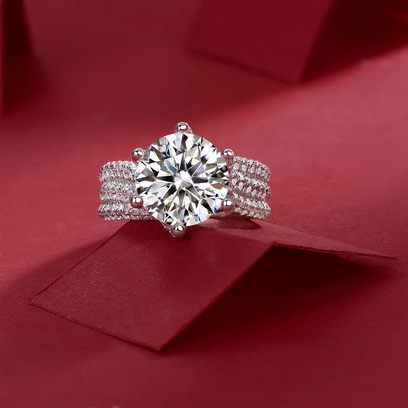 Classic Six Claw 5ct D Color Moissanite Sterling Silver 925 Couple Rings For Women Luxury Jewelry Accessories Engagement Wedding