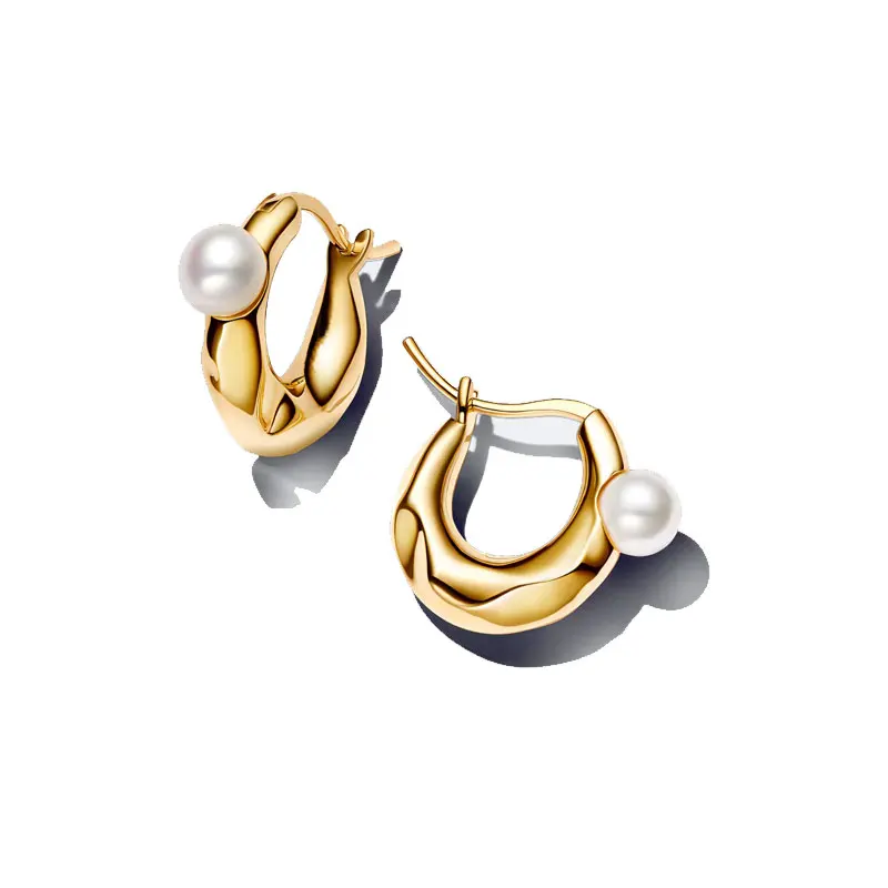 Luxury Charm Golden Gold Pear Stud Earrings S925 Silver For Women Heart Jewelry Mother's Day Gift Lron Tower Building Dynamic