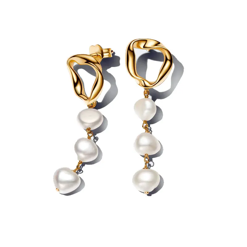 Luxury Charm Golden Gold Pear Stud Earrings S925 Silver For Women Heart Jewelry Mother's Day Gift Lron Tower Building Dynamic
