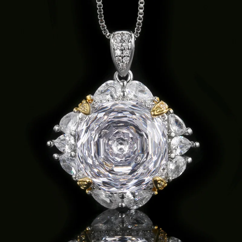 Rose Cut 14mm High Quality Zircon White Gold Plated Luxury Jewelry Set Stackable Wedding Anniversary Trendy