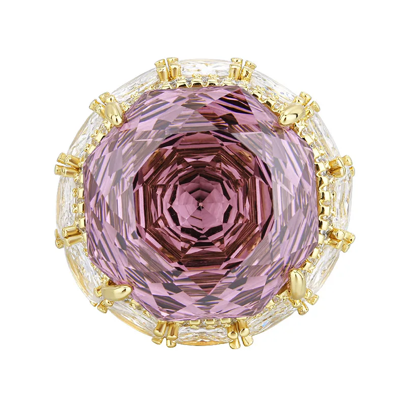 Rose Cut 18-16mm High Quality Zircon Gold Tone White Gold Plated Luxury Jewelry Set Daily Gift Trendy Elegant
