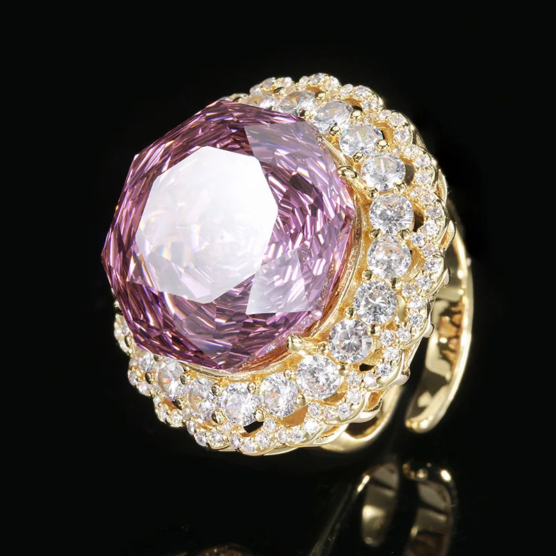 Rose Cut 18mm High Quality Zircon Gold Tone White Gold Plated Luxury Jewelry Set Fashion Statement